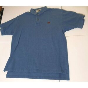 Perlis Mens L Large Short Sleeve Polo Golf Shirt Gray Blue Vintage Style Cotton